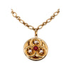 Chanel gold plated necklace, chain-link, gothic style medallion with synthetic gemstones and pearls pre-owned nft