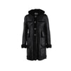 Charles Anastase 10 Corso Como black leather coat with long sleeves, maxi patch pockets on the front, front buttoning, decorated with black fur inserts pre-owned