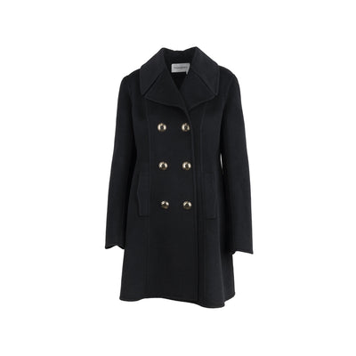 Yves Saint Laurent black double-breasted wool cashmere caban coat pre-owned
