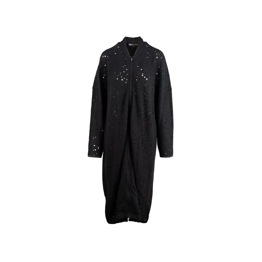 Y-3 Yohji Yamamoto X Adidas black wool overcoat pfre-owned