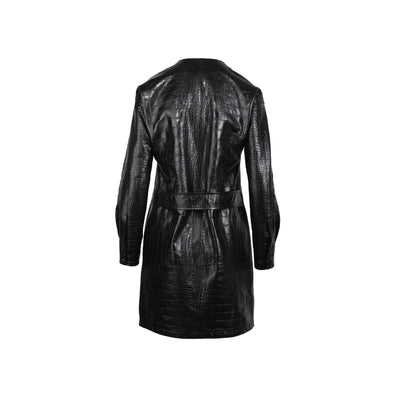 Yves Saint Laurent black embossed leather coat from the Edition 24 capsule collection from 2010, designed by Stefano Pilati pre-owned