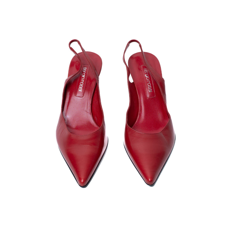 Sergio Rossi red leather slingback shoes pre-owned