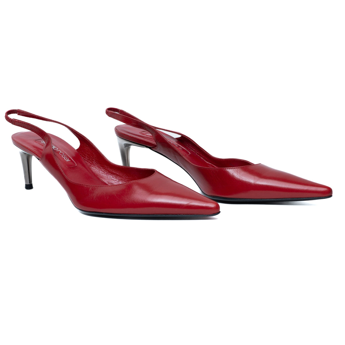 Sergio Rossi red leather slingback shoes pre-owned