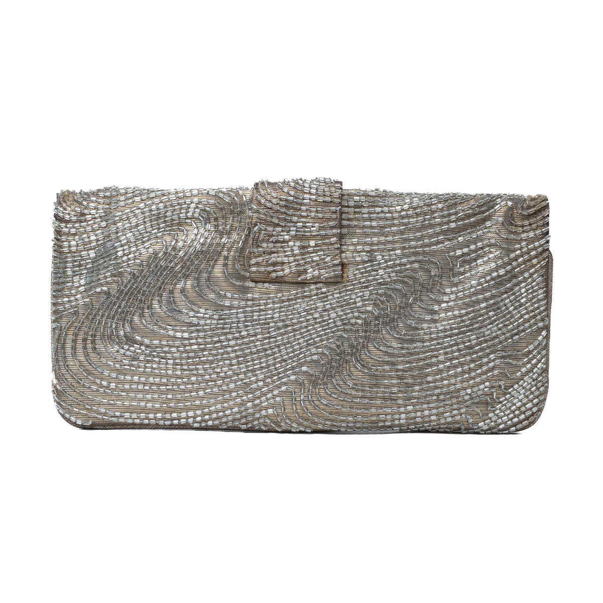 Dior silver clutch bag embroidered with tubolar crystals pre-owned