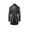 Chanel black leather coat. Oversized design with lapels, long sleeves, four front patch pockets, zip fastening and gold-tone buttons with Chanel Paris logo pre-owned