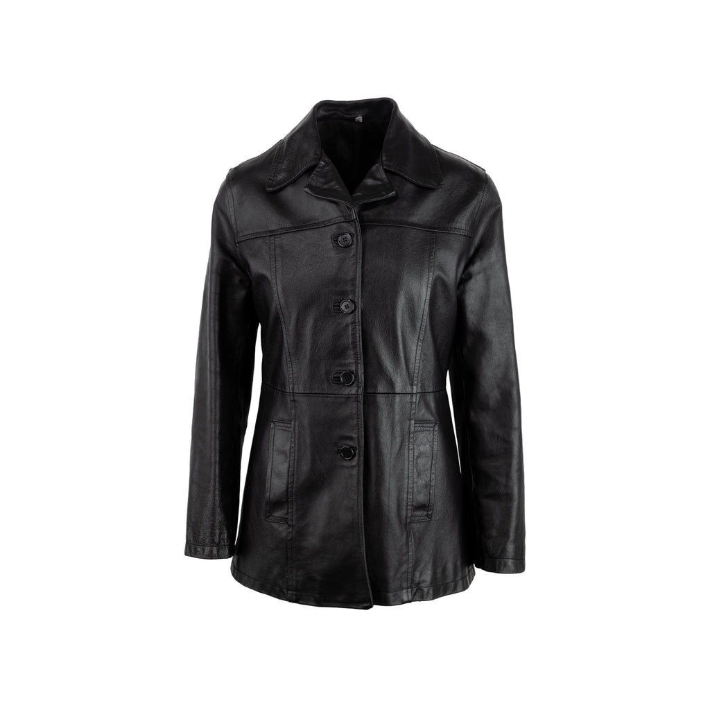 Collection Privée black leather jacket. Featuring lapels, long sleeves and a front button fastening pre-owned