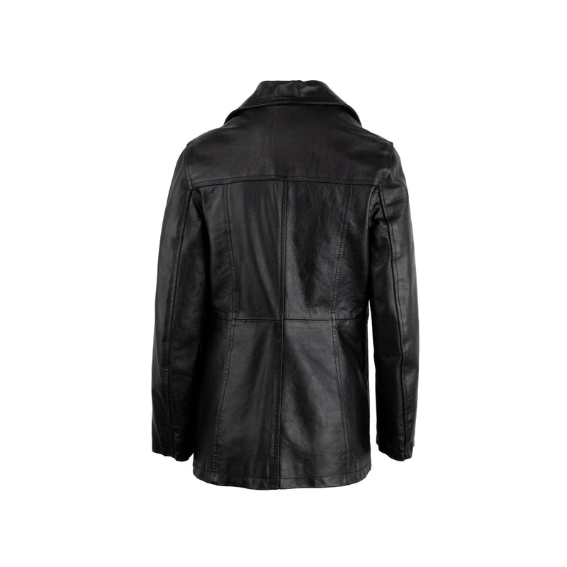 Collection Privée black leather jacket. Featuring lapels, long sleeves and a front button fastening pre-owned