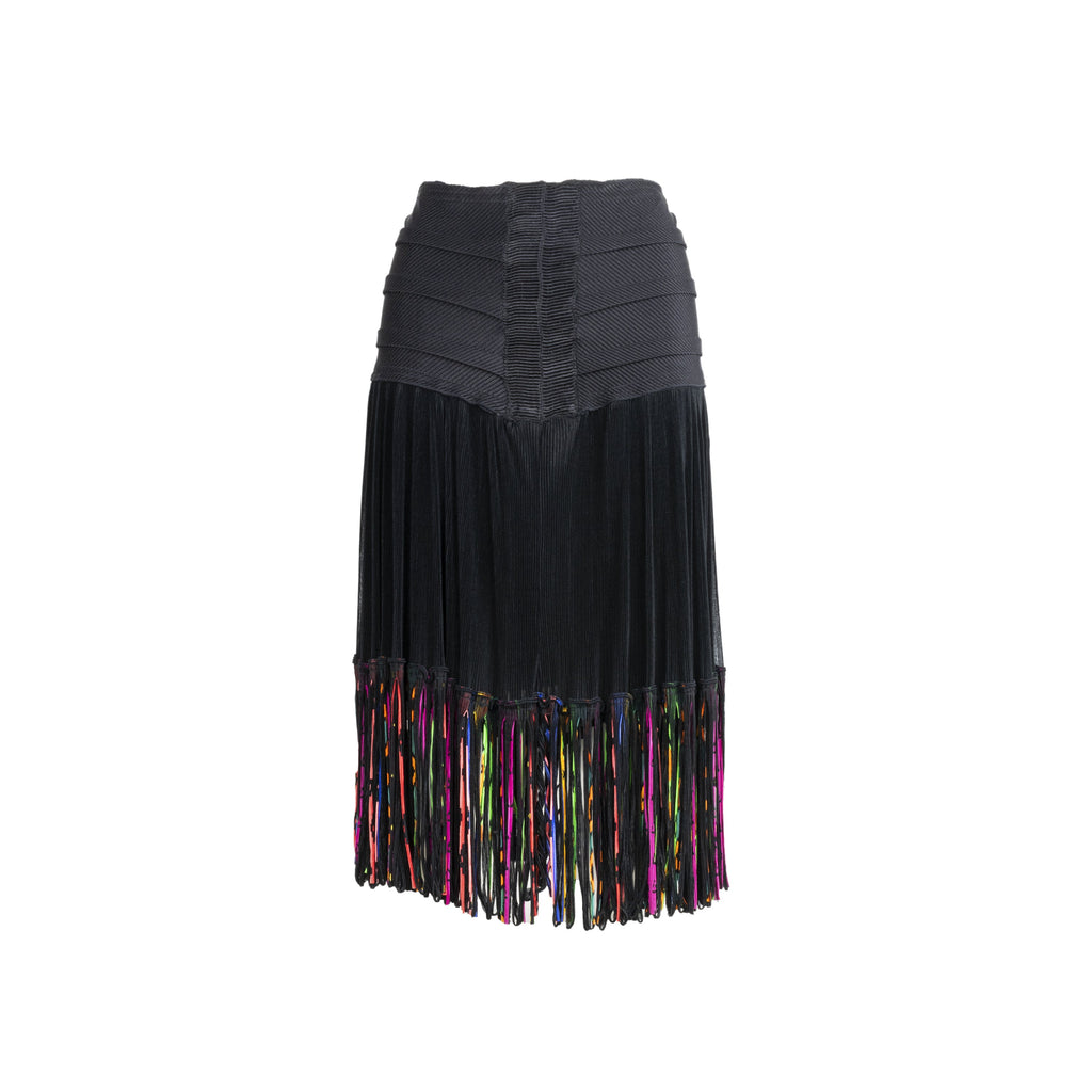 Marisa Padovan black skirt multicoloured fringes pre-owned