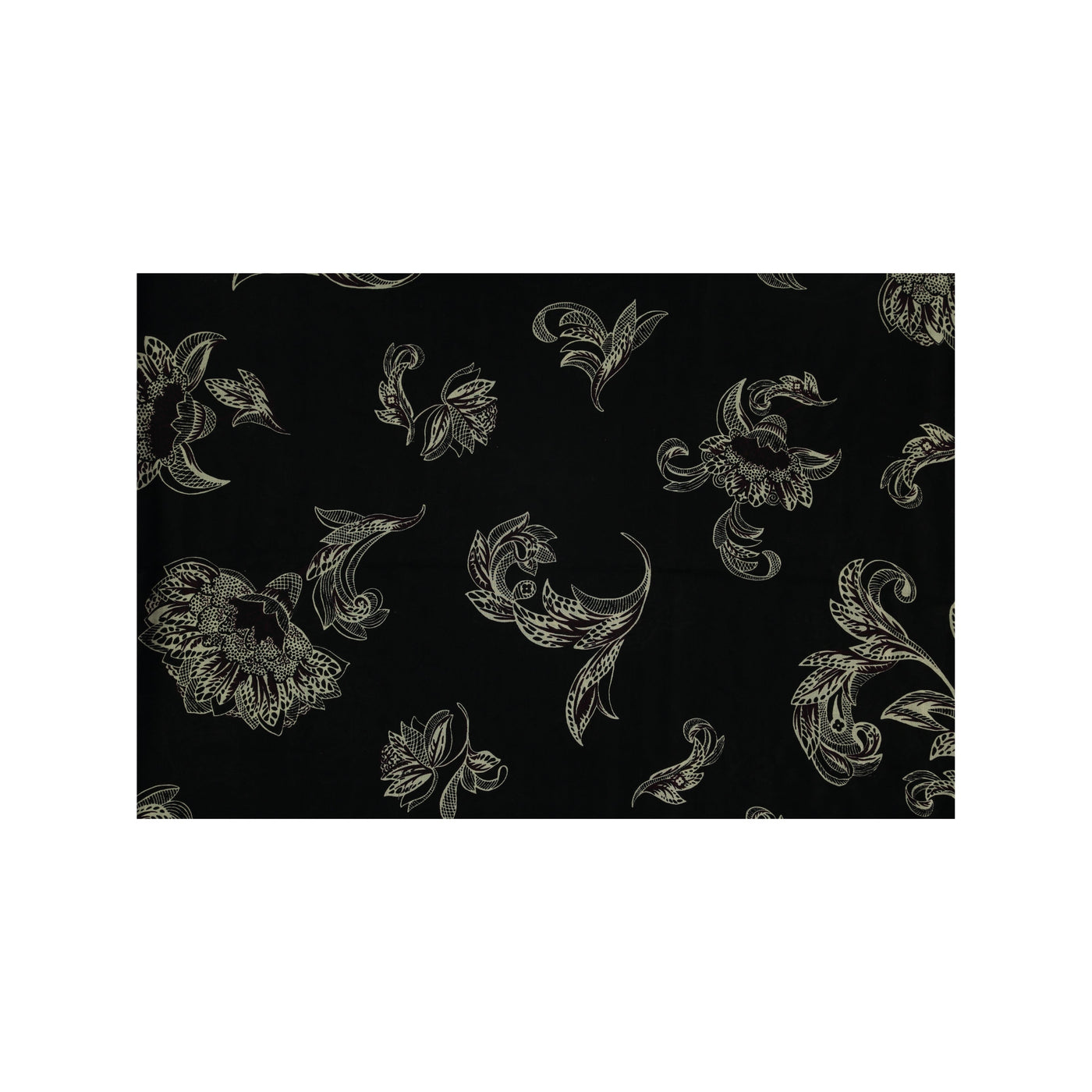 Louis Vuitton Black and White Floral Pattern Scarf - '10s