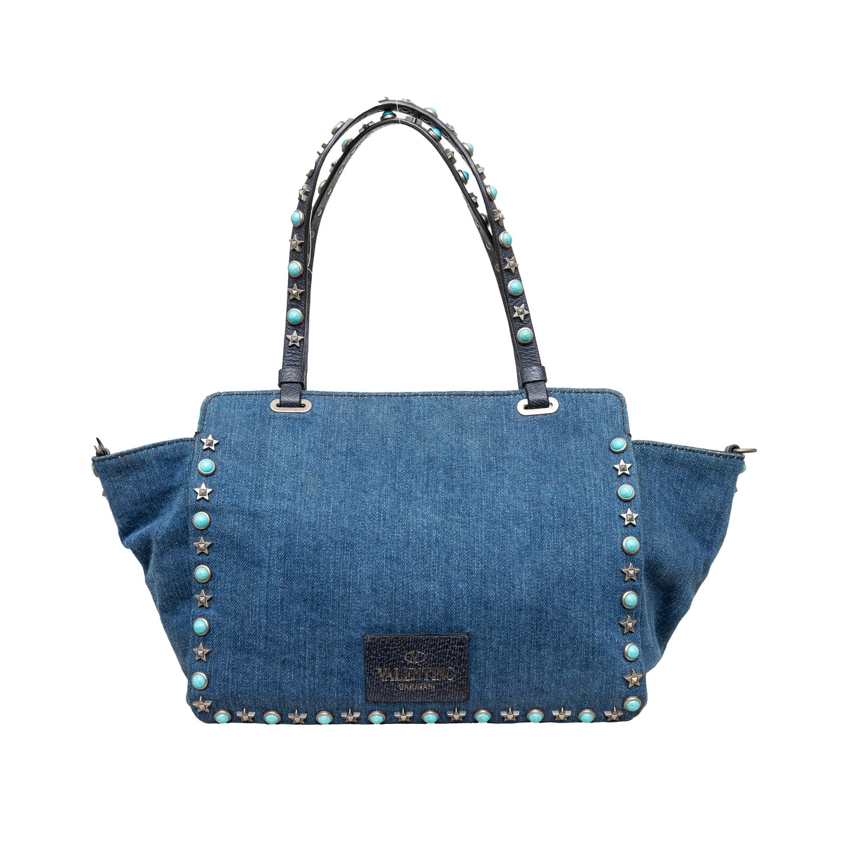 Secondhand Valentino Rockstud 2-Way Denim Bag 