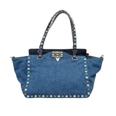 Secondhand Valentino Rockstud 2-Way Denim Bag 