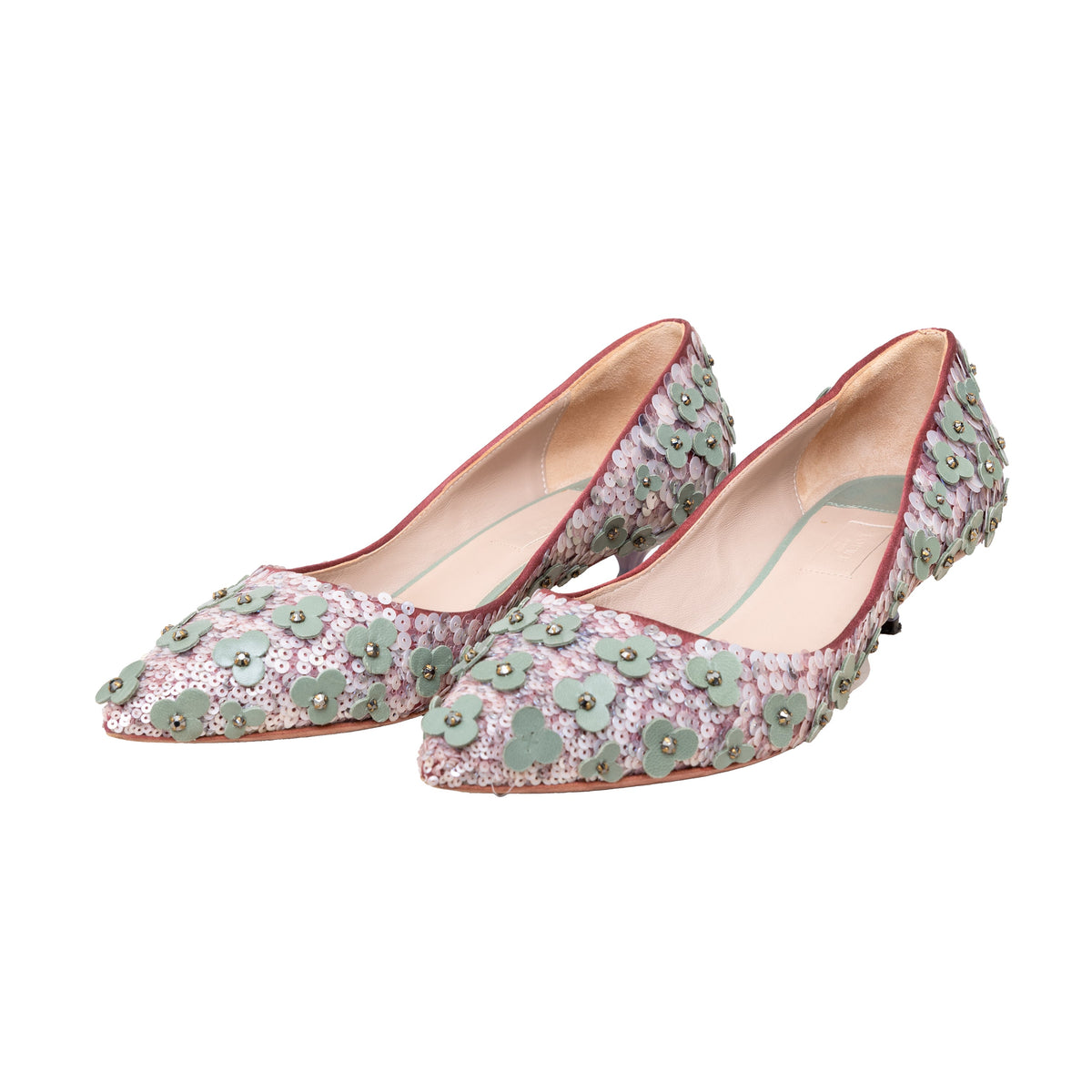 Secondhand Loewe Flower Bead Embellished Pumps