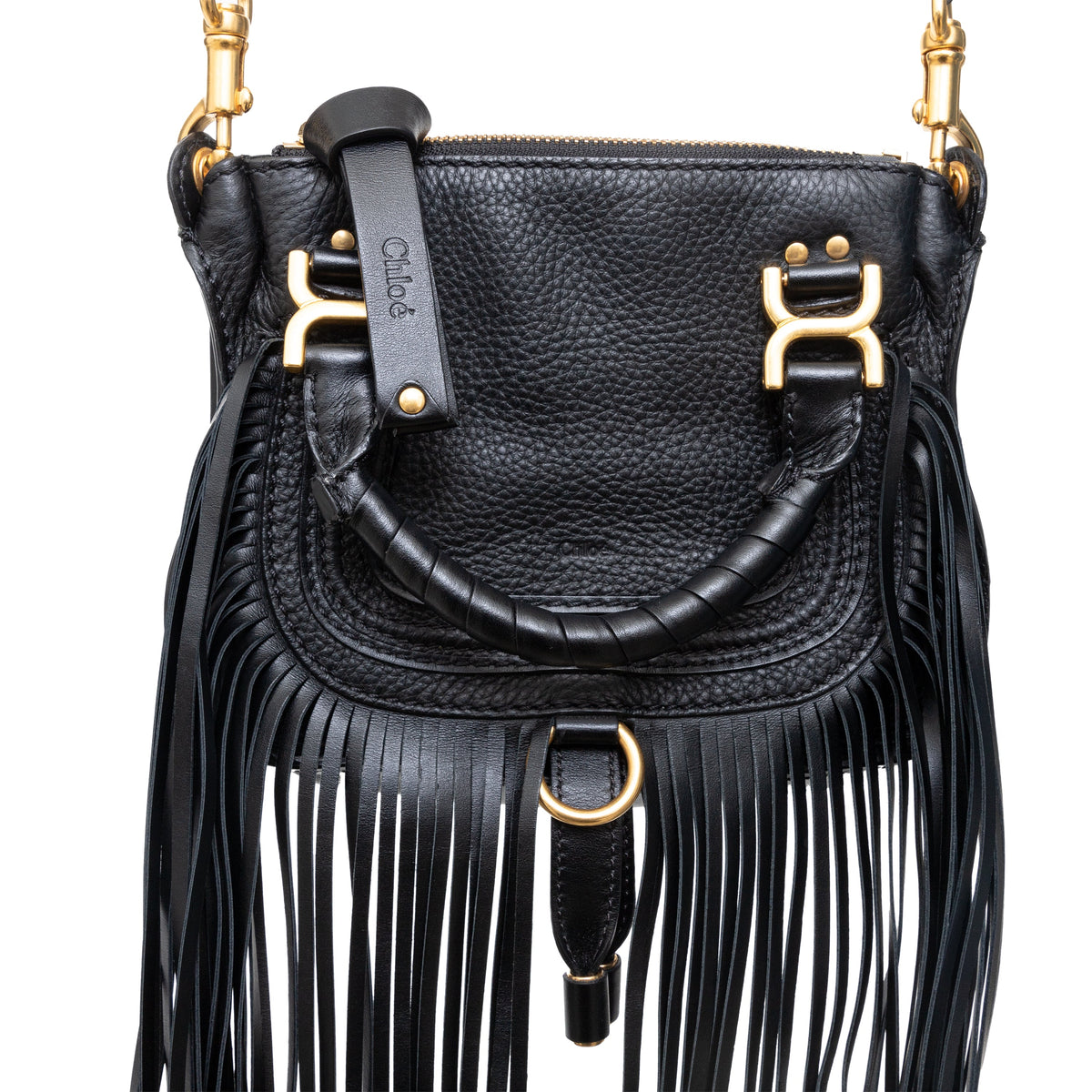 Secondhand Chloe Mini Marcie Fringe Leather Crossbody Bag 