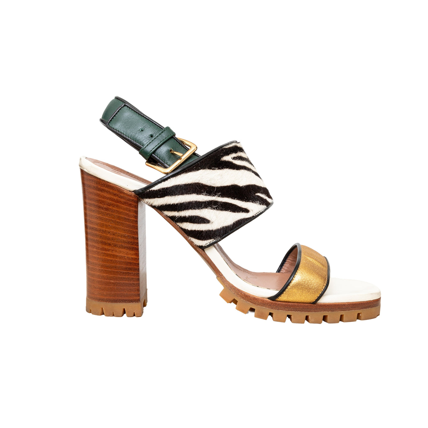 Secondhand Marni Dyed Calfskin Block Heel Sandals 