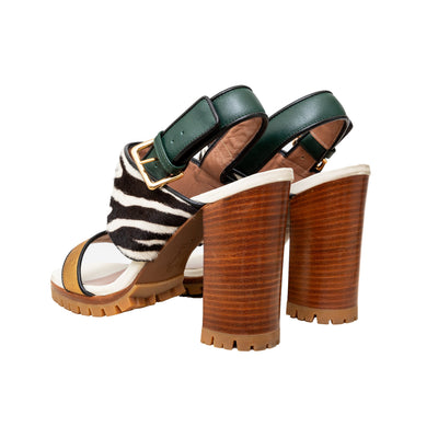 Secondhand Marni Dyed Calfskin Block Heel Sandals 