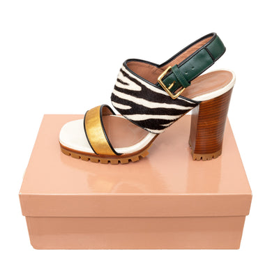 Secondhand Marni Dyed Calfskin Block Heel Sandals 