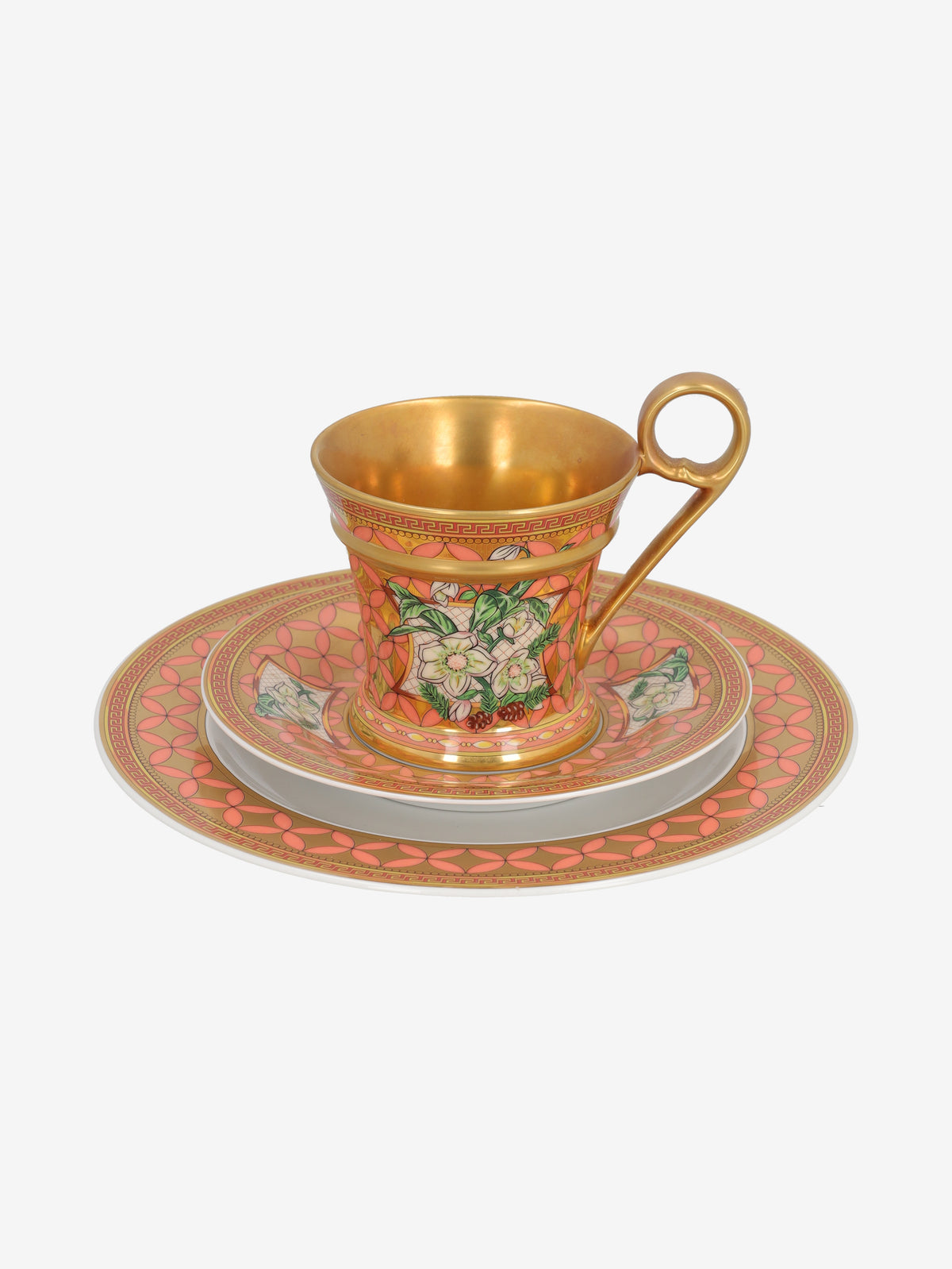 Rosenthal Meets Versace "Floral Elegy" 3-Piece Porcelain Coffee / Tea Set