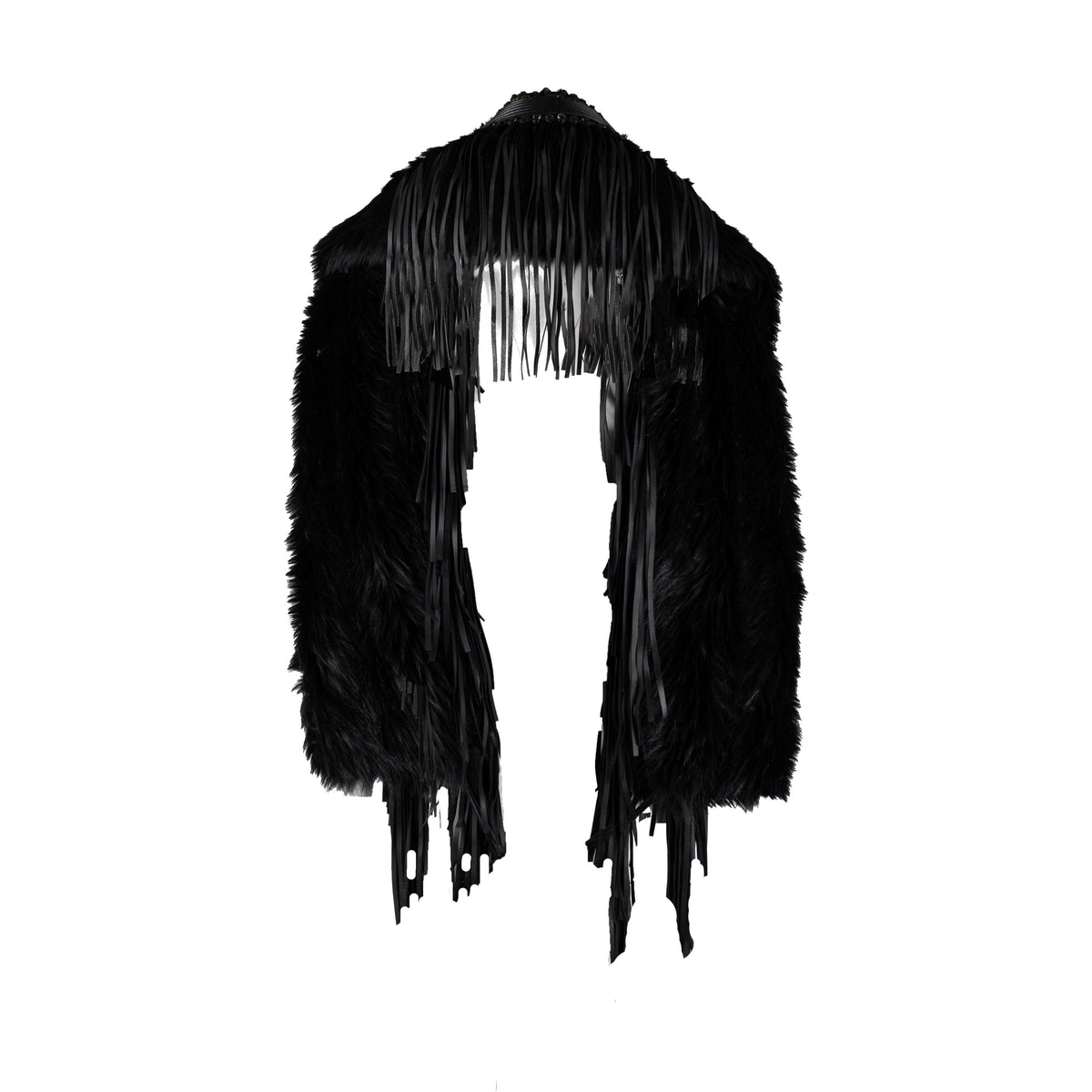 Collection Privée Faux Fur Scarf with Leather Fringes - '10s