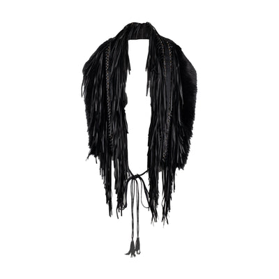 Collection Privée Faux Fur Scarf with Leather Fringes - '10s