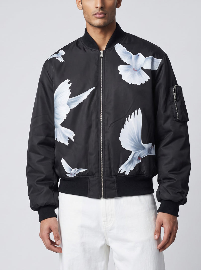 3.Paradis Freedom Doves MA-1 Bomber Jacket RU21726.18  Vintage 