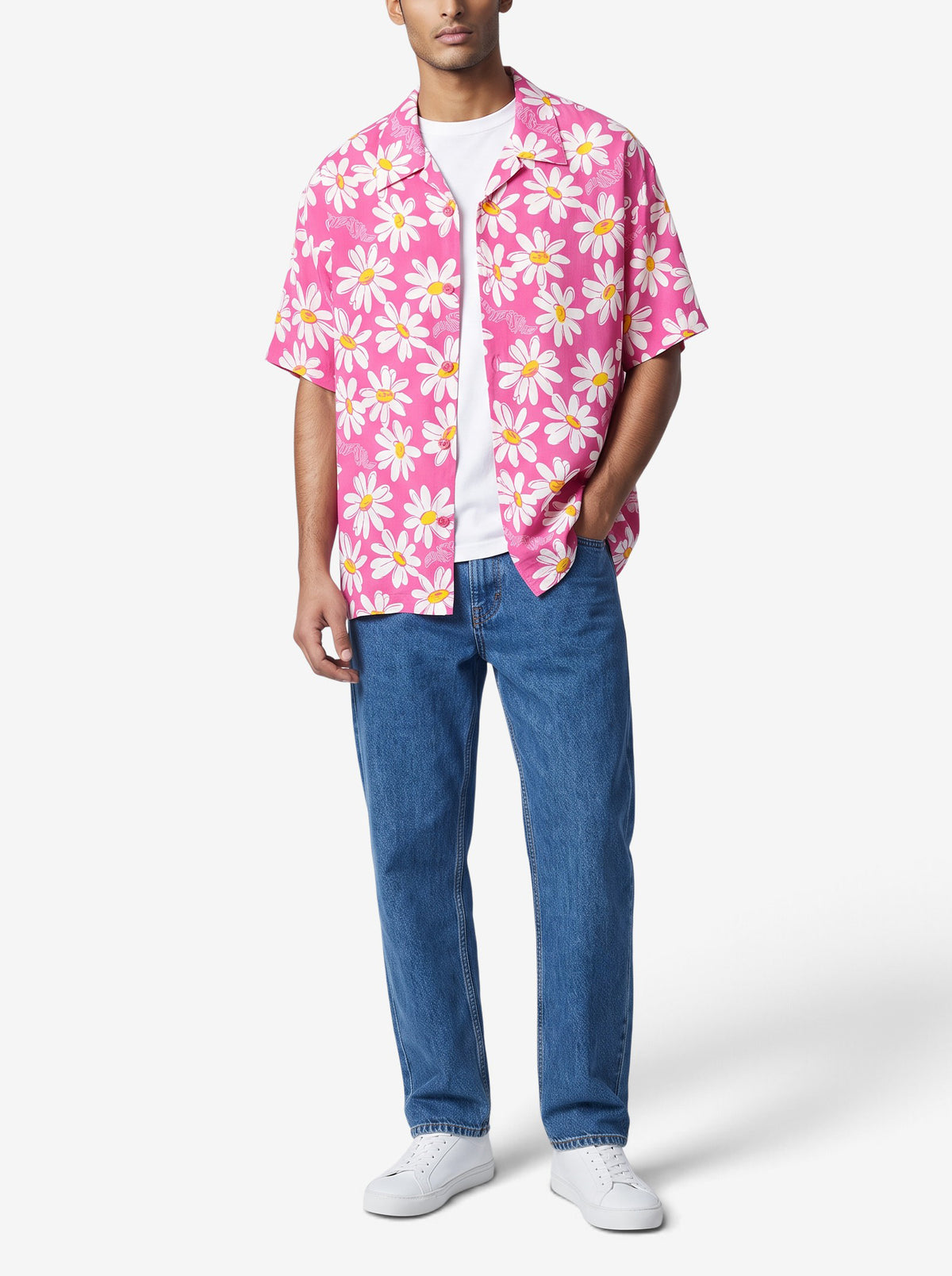 Vintage Fuchsia Daisy Print Shirt MU260922.33  Erl 