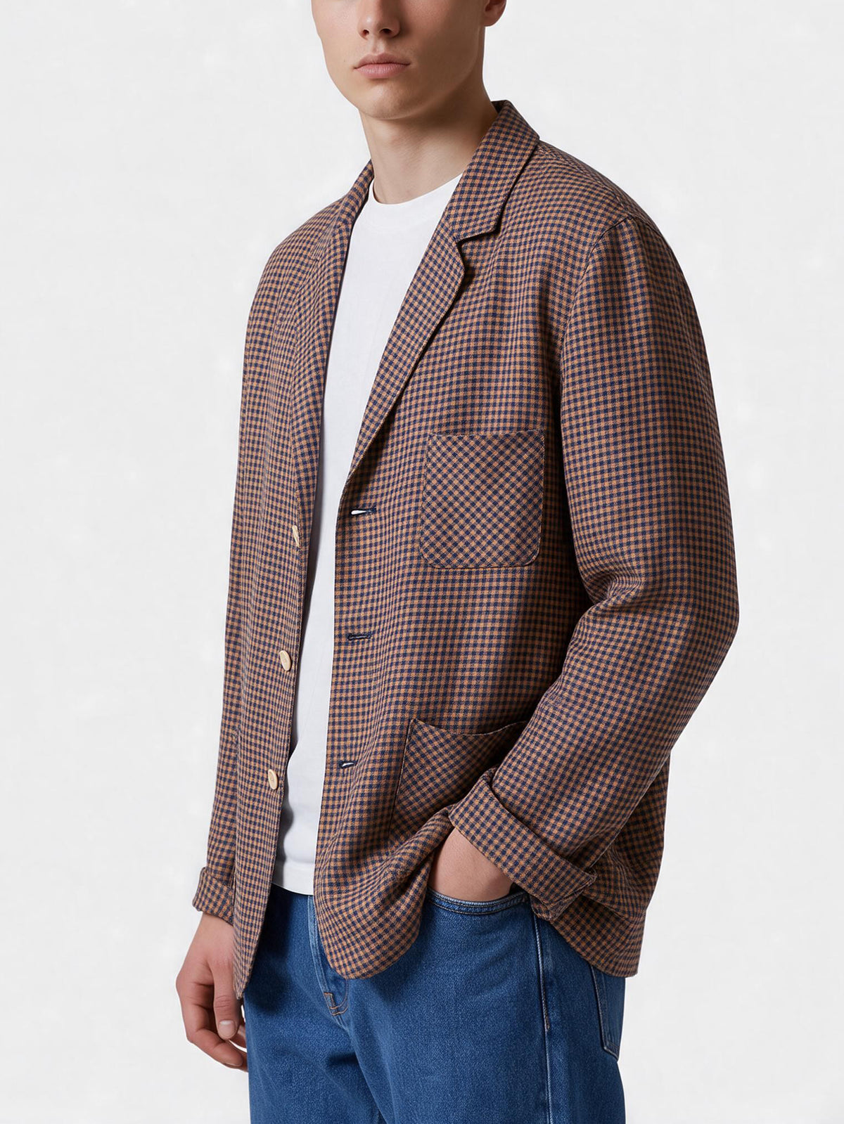 Gucci Yellow and Blue Checked Linen Blazer MU260922.54  Gucci 