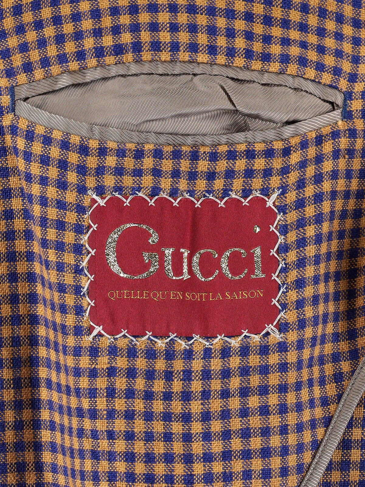 Gucci Yellow and Blue Checked Linen Blazer MU260922.54  Gucci 