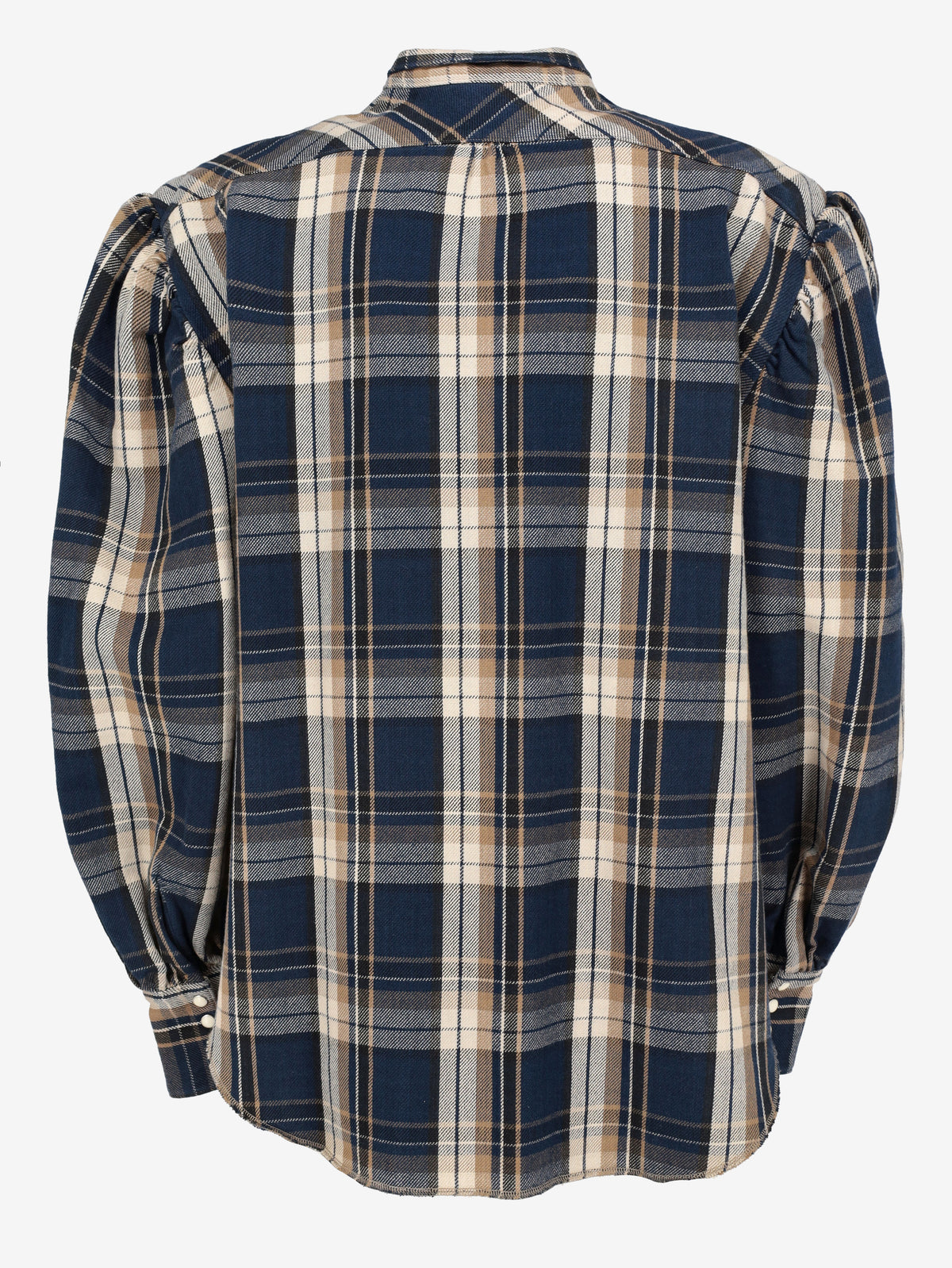 KAPITAL Blue Tartan Puff-Sleeve Cotton Shirt MU260922.36  Kapital 