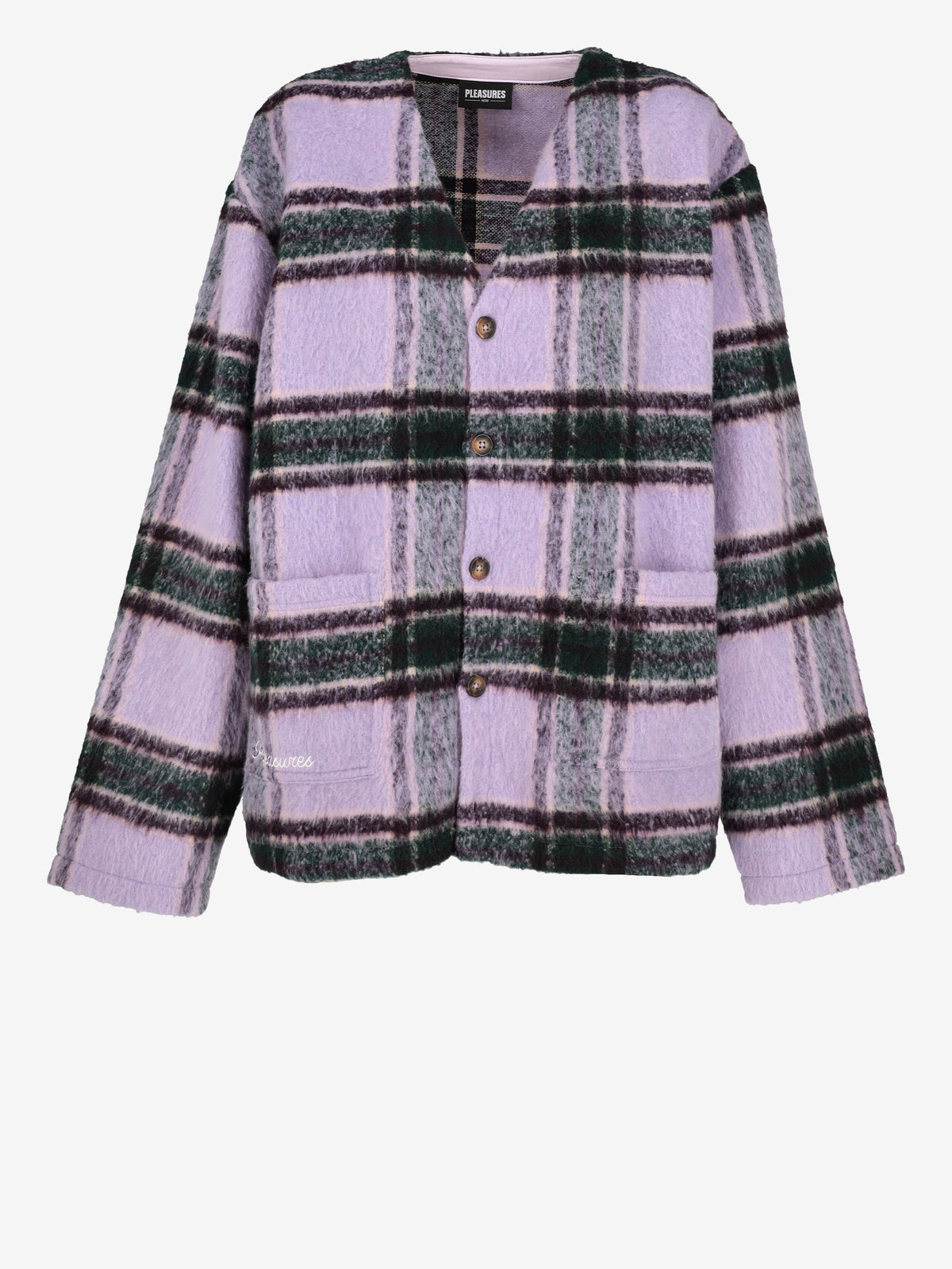 Vintage Lilac Tartan Wool-Blend Cardigan MU260922.60  Pleasures 