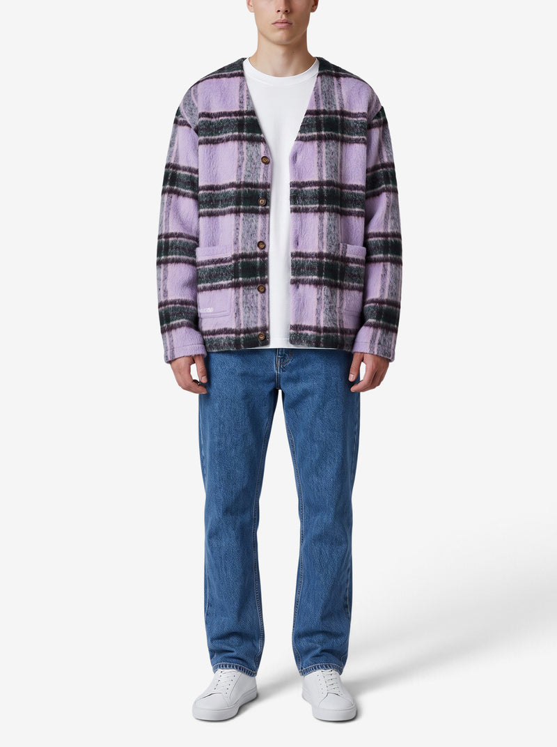 Vintage Lilac Tartan Wool-Blend Cardigan MU260922.60  Pleasures 