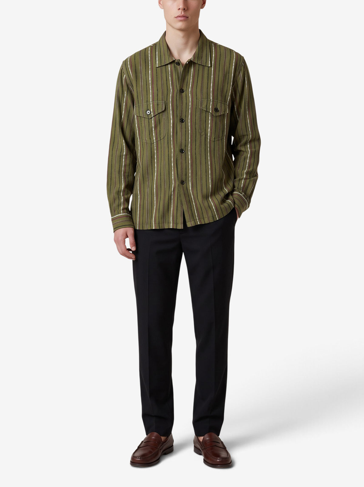 South2 West8 Oversized Striped Rayon Shirt MU260922.38  South2 west8 