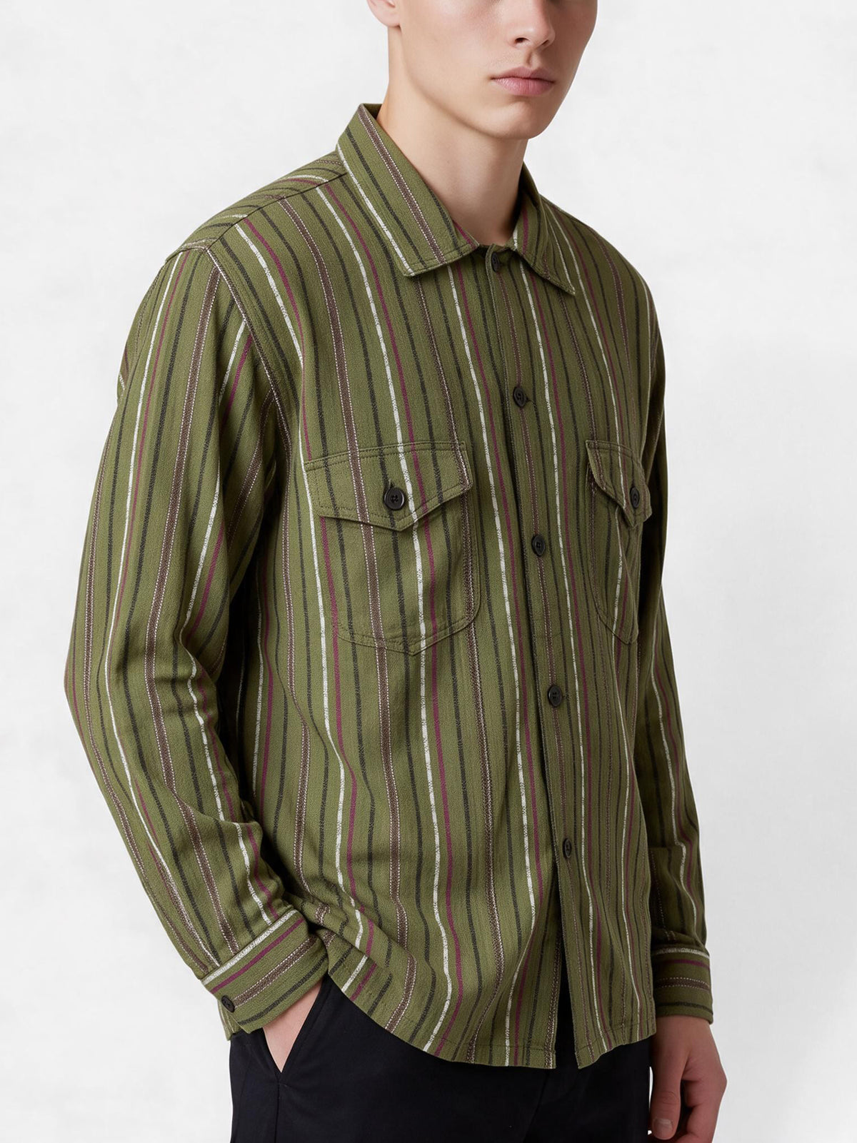 South2 West8 Oversized Striped Rayon Shirt MU260922.38  South2 west8 