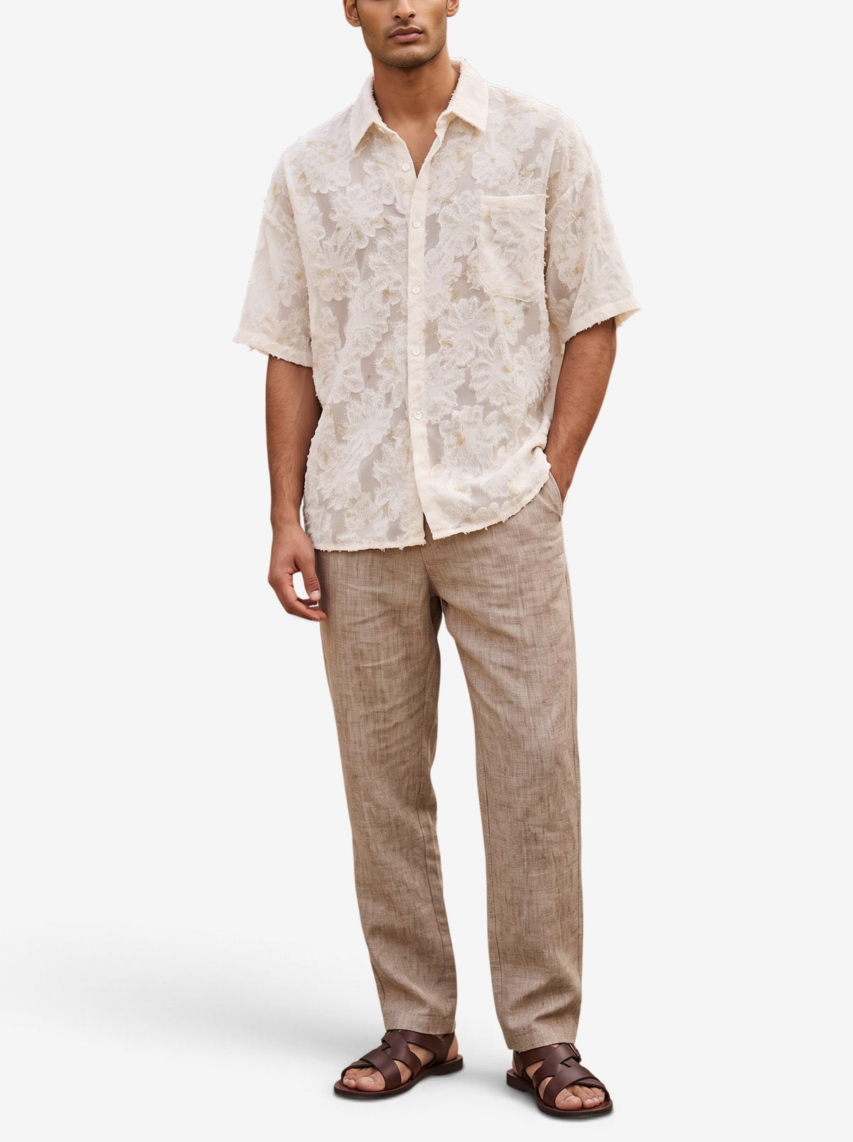 Vintage Japanese Textured Daisy Shirt MU260922.40  Vintage 