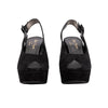 Robert Clergerie black suede shoes. Wedge style with strap and buckle pre-owned