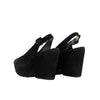 Robert Clergerie black suede shoes. Wedge style with strap and buckle pre-owned