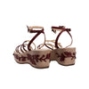 Prada "1997" beige platform shoes with red leaf details pre-owned