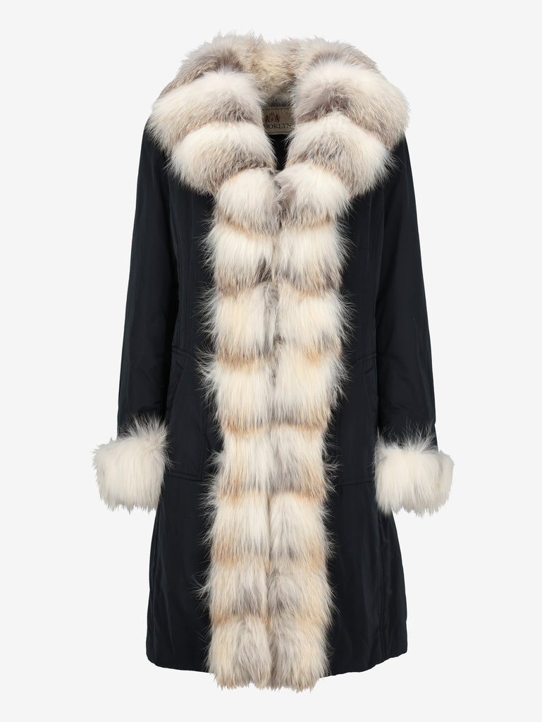Black Long Parka with Natural Fox Fur Collar CVM26.6.122  Vintage 
