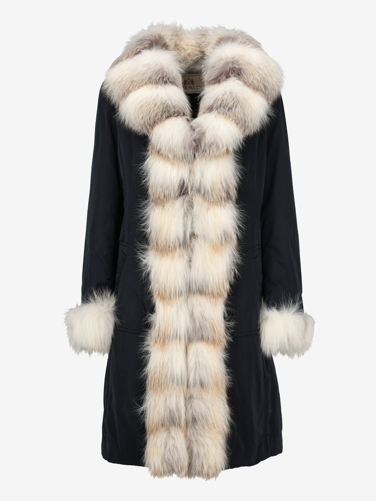 Black Long Parka with Natural Fox Fur Collar CVM26.6.122  Vintage 
