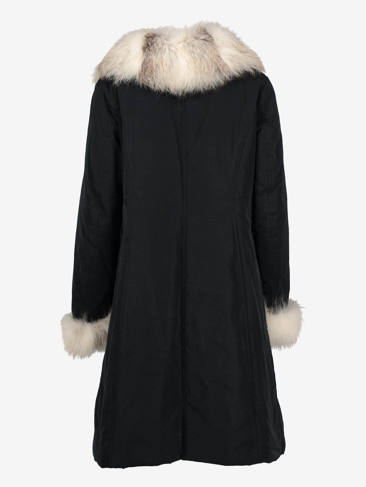 Black Long Parka with Natural Fox Fur Collar CVM26.6.122  Vintage 