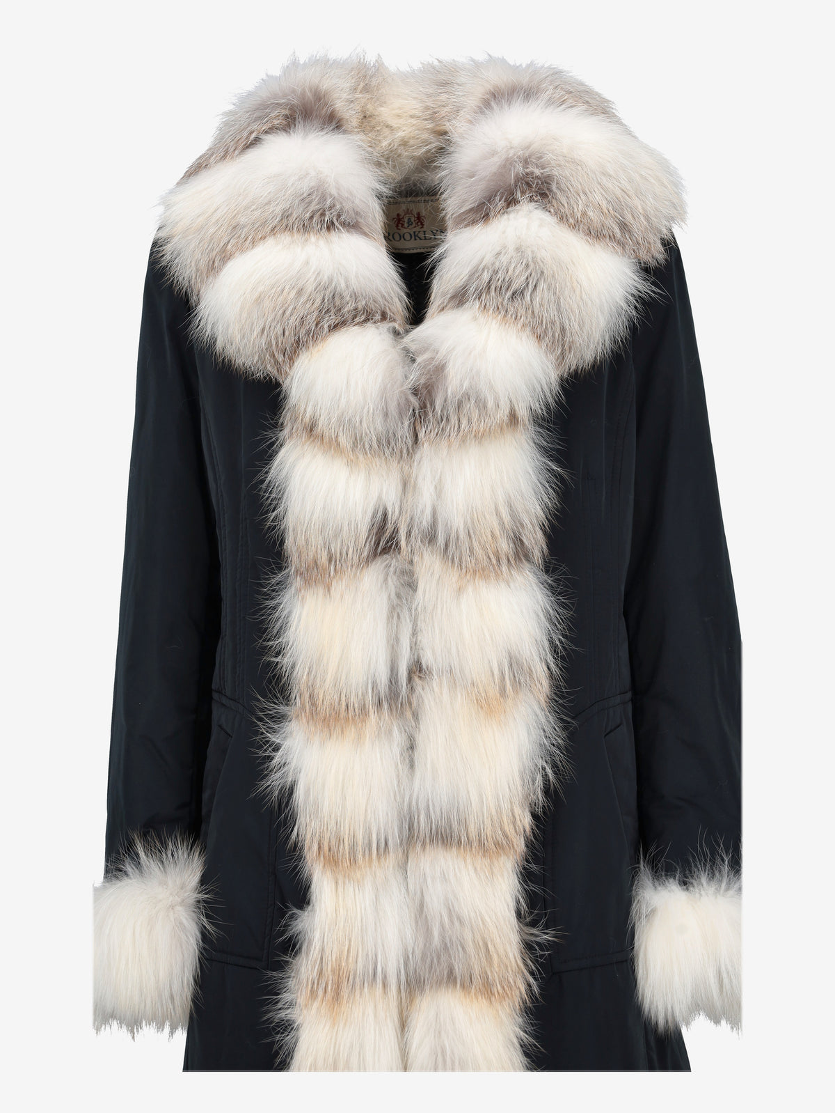 Black Long Parka with Natural Fox Fur Collar CVM26.6.122  Vintage 