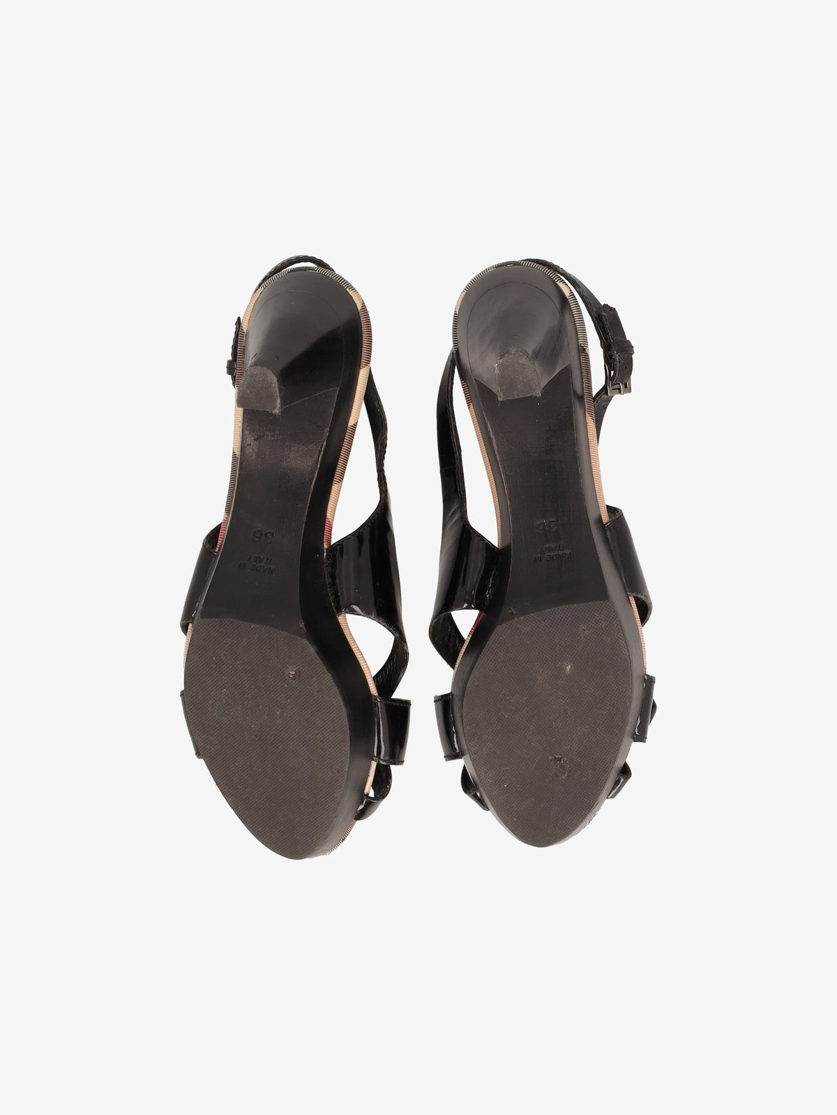 Burberry Vintage Wood-Heel Sandals with Check Footbed W28926.4  Burberry 