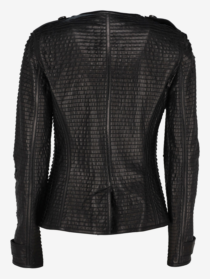 Burberry Leather Jacket with Shoulder Button Detail W7426.13  Burberry 