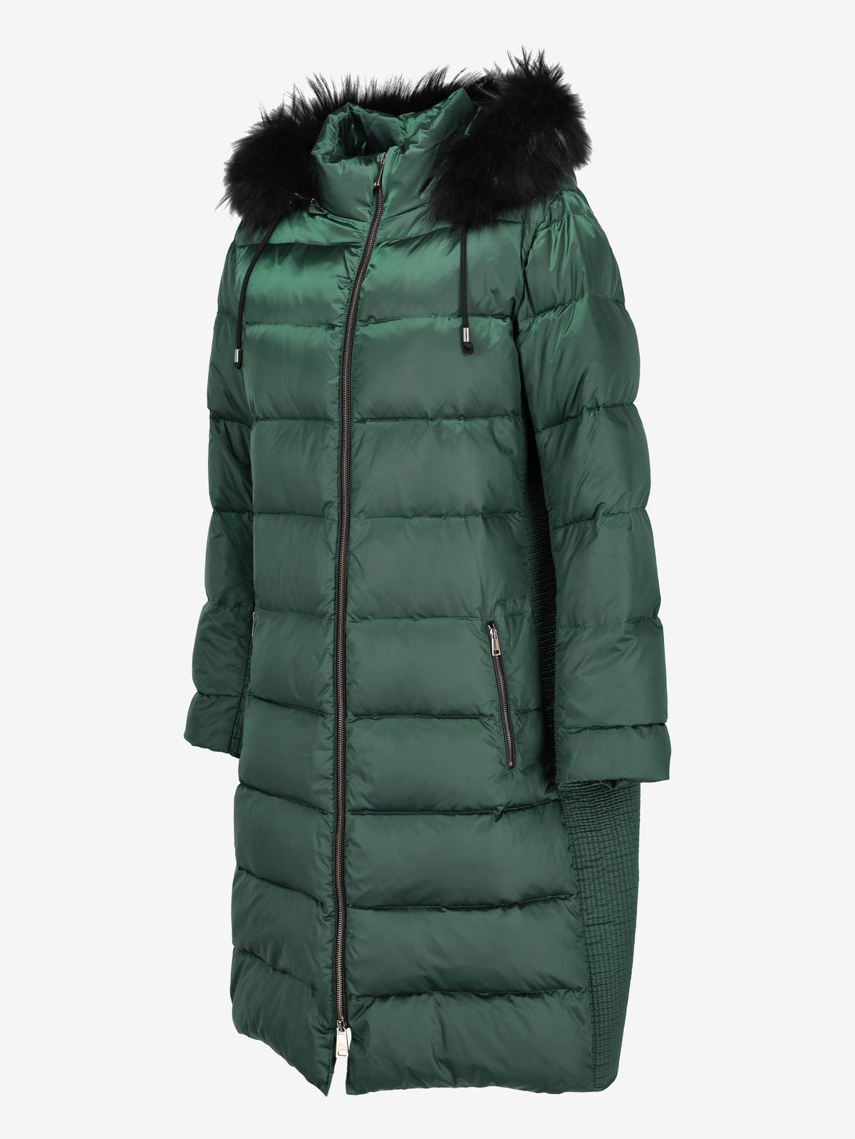 Vintage Green Puffer Coat with Fur-Trim Hood CVM26.6.132  Caractēre 