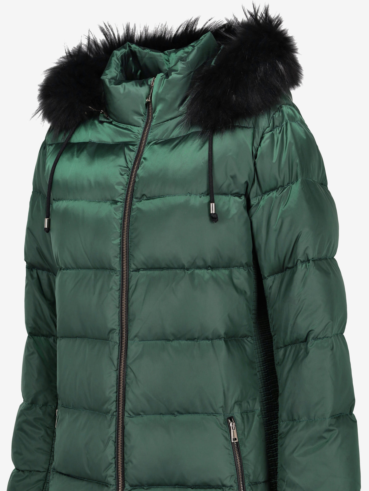 Vintage Green Puffer Coat with Fur-Trim Hood CVM26.6.132  Caractēre 