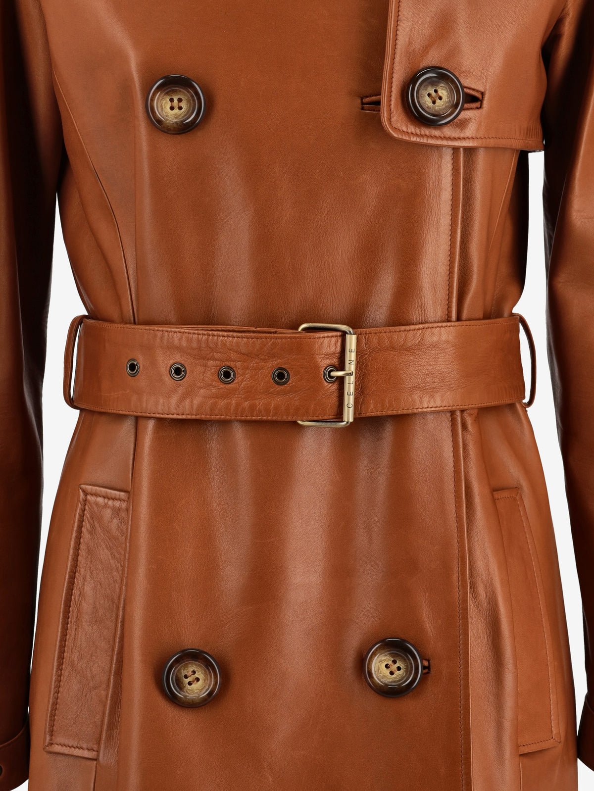 Celine Leather Trench Coat MR161024.19  Celine 