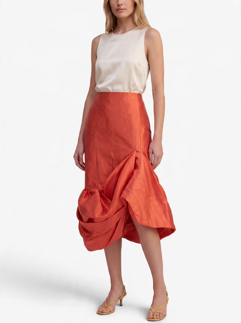 Vintage Midi Skirt with Sculptural Twisted Hem W191026.7  Chiara perrot 