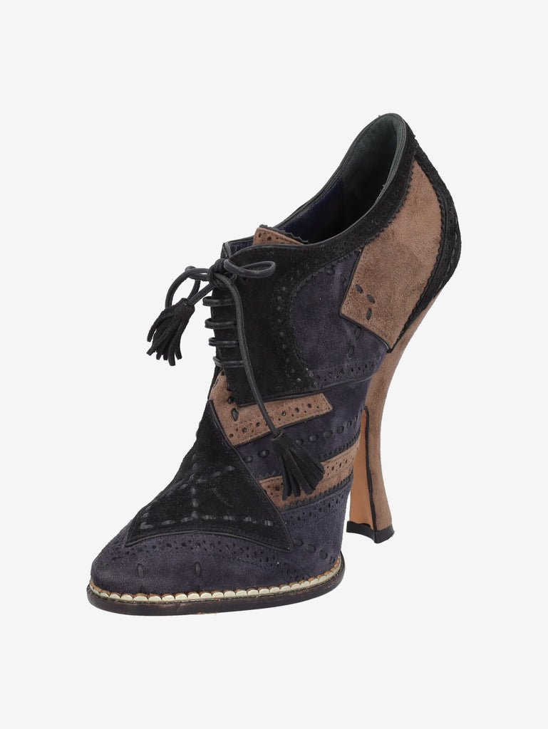 Christian Dior Fall 2011 Patchwork Suede Oxford Heel Boots CVB26.8.1  Christian Dior 