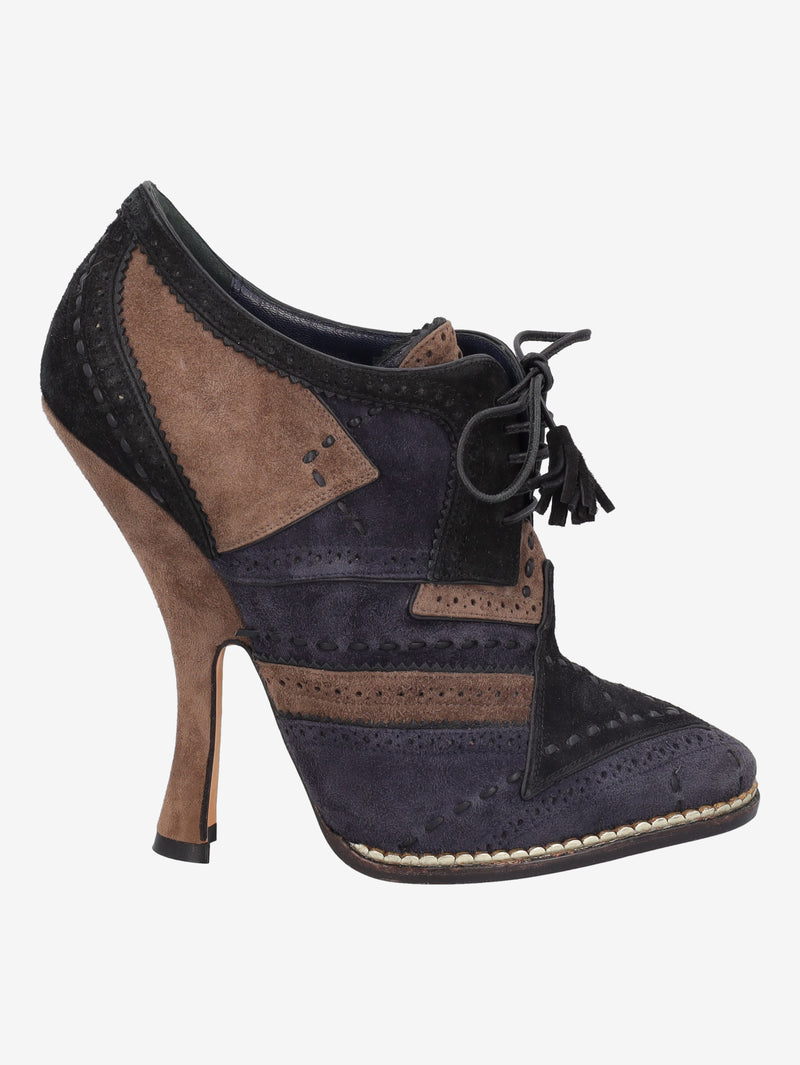 Christian Dior Fall 2011 Patchwork Suede Oxford Heel Boots CVB26.8.1  Christian Dior 
