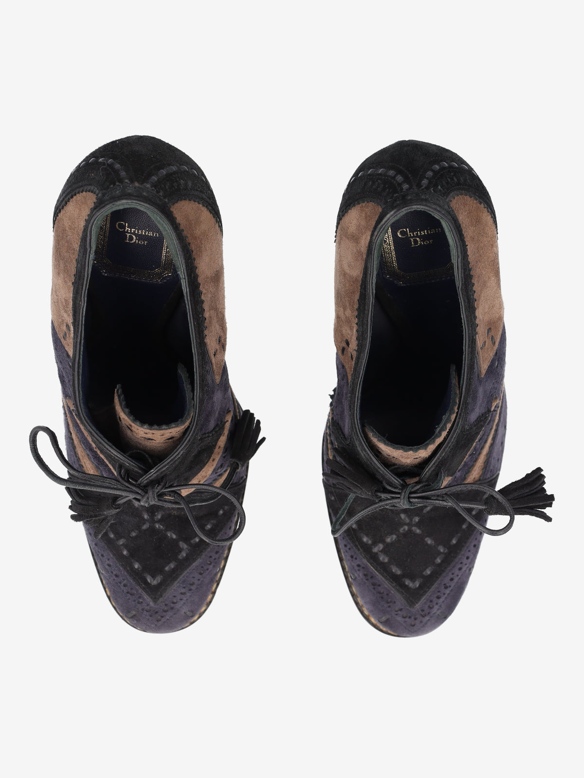 Christian Dior Fall 2011 Patchwork Suede Oxford Heel Boots CVB26.8.1  Christian Dior 