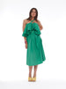 Y2K Alessandro De Benedetti green evening dress with ruffles